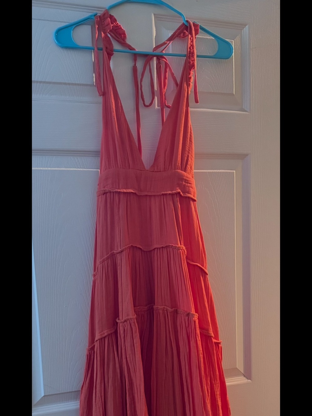 Anthropologie Coral Tiered Maxi Skirt